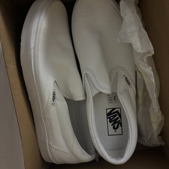 Vans White Classic Slip-ons Shoes - Picture 1 of 2